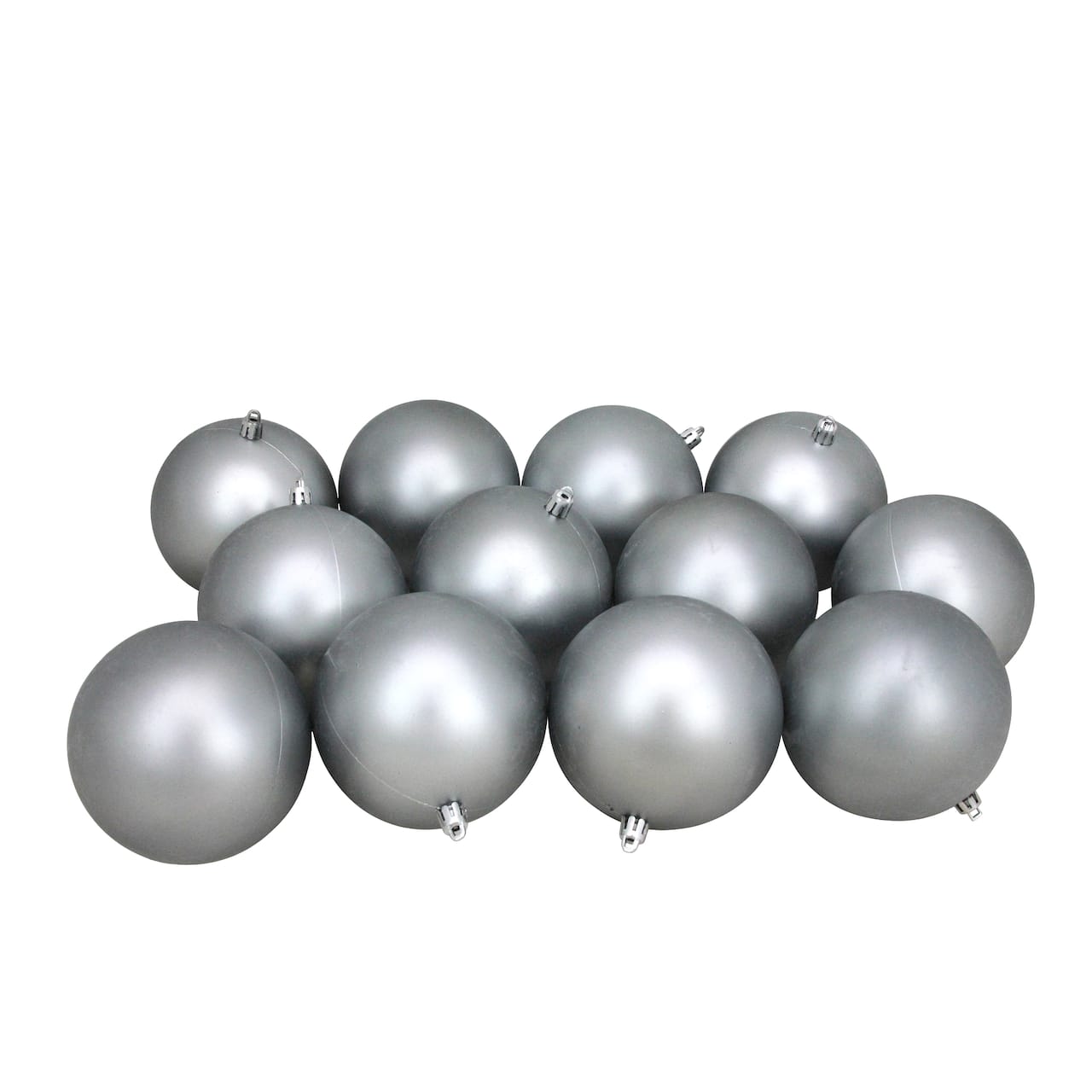 12ct. 4" Pewter Gray Shatterproof Matte Christmas Ball Ornaments